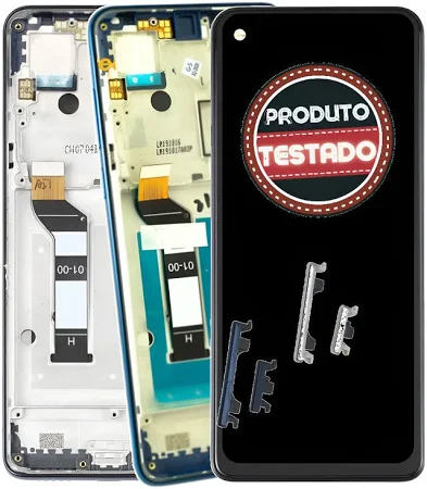 FRONTAL TELA DISPLAY MOTOROLA MOTO ONE ACTION AZUL ESCURO COM ARO LCD