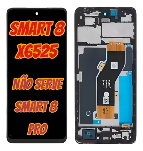 FRONTAL TELA DISPLAY INFINIX SMART 8 X6525 PREMIUM COM ARO LCD