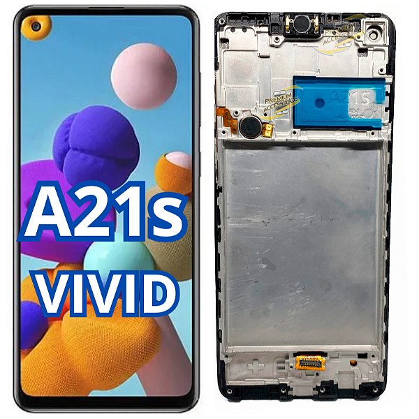 FRONTAL TELA DISPLAY SAMSUNG A21S LCD VIVID COM ARO