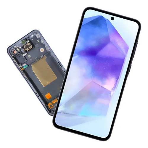 FRONTAL TELA DISPLAY SAMSUNG A54 COM ARO AZUL MEIA NOITE CAMERA FLUTUANTE OLED VIVID