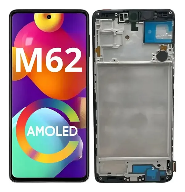 FRONTAL TELA DISPLAY SAMSUNG M62 OLED COM ARO VIVID (CAMERA FLUTUANTE)