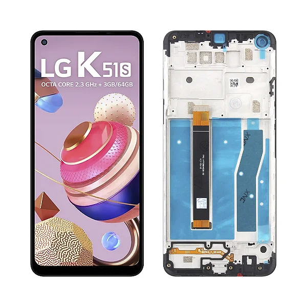 FRONTAL TELA DISPLAY LG K51S COM ARO