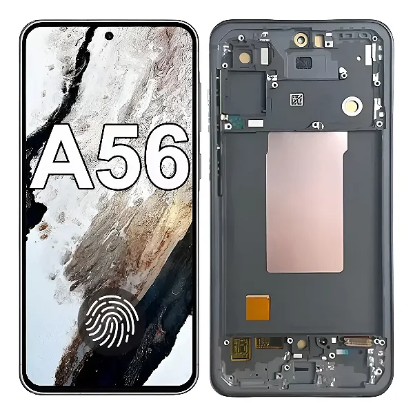 FRONTAL TELA DISPLAY SAMSUNG A56 OLED COM ARO GRAFITE CAMERA FLUTUANTE