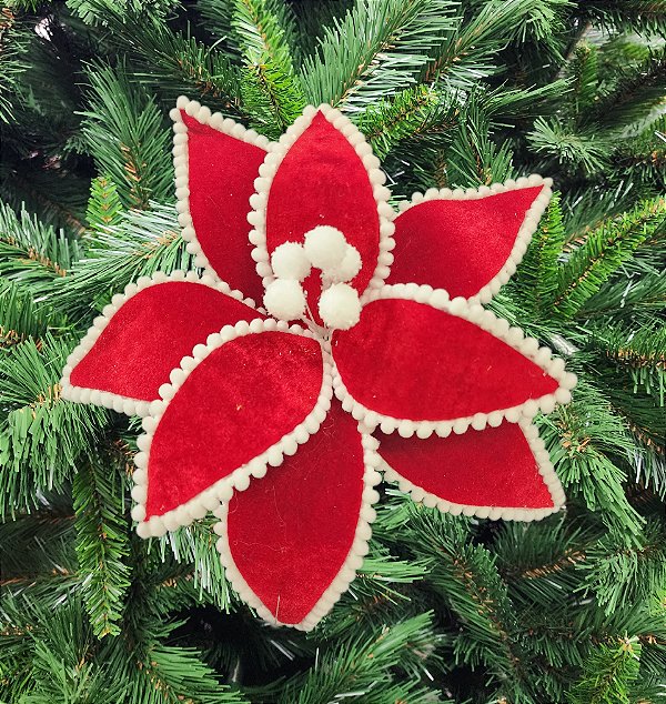 Flor De Natal Poinsetia Vermelha/bco 30x20x20cm