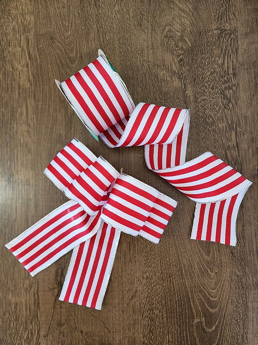 Fita para Laços vermelho e Branco 9,15M