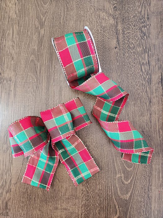 Fita para Laços de Natal Vermelho e Verde Xadrez