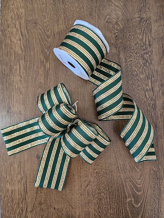 Fitas para Laços Verde e Dourado 9,15M