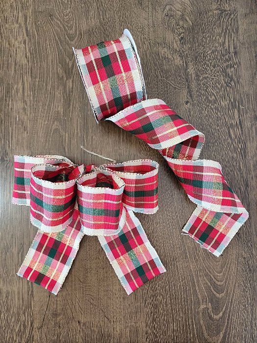 Fita para Laços de Natal Vermelho Verde com Bordas claras