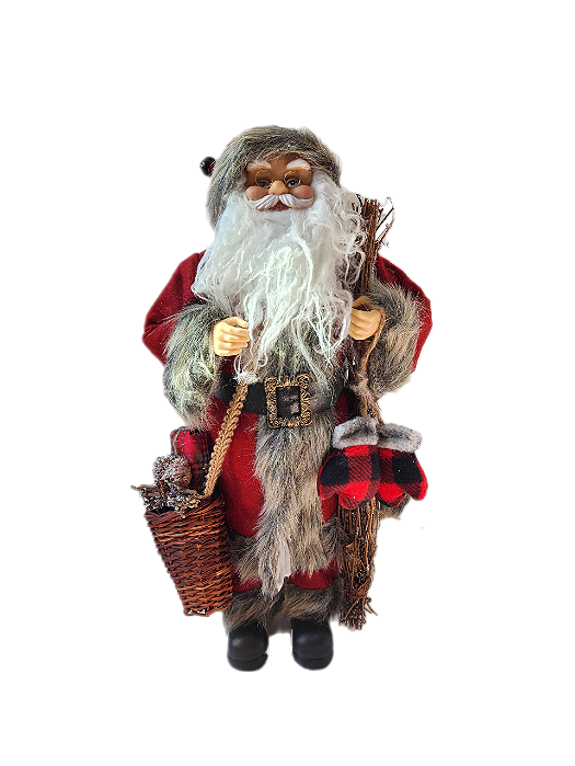 Papai Noel 60 Cm x 34 cm Lenhador Com Luvihas Xadrez