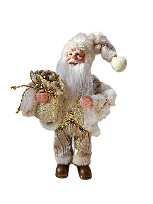 Papai Noel cor creme e dourado 30cm x 17 cm