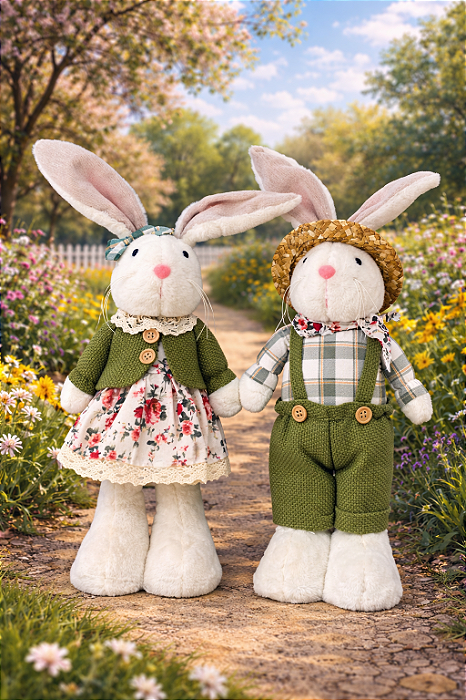 Coelho Decorativo Pelúcia Fêmea 46 cm