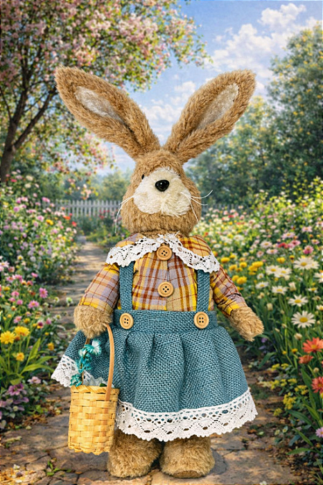 Coelho de Páscoa pelúcia Menina 52 cm