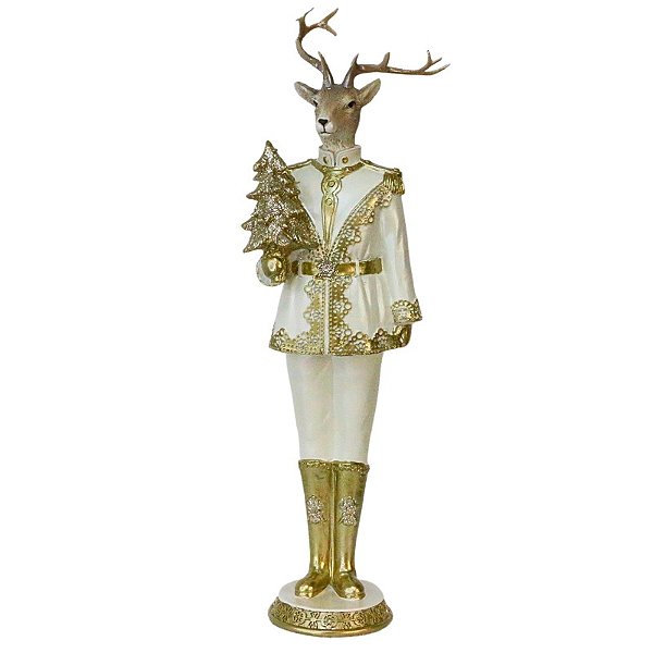 RESINA NATALINA - RENA - 041CM - BRANCO E DOURADO
