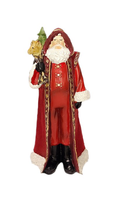 PAPAI NOEL RESINA VERMELHO VELUDO 29CM