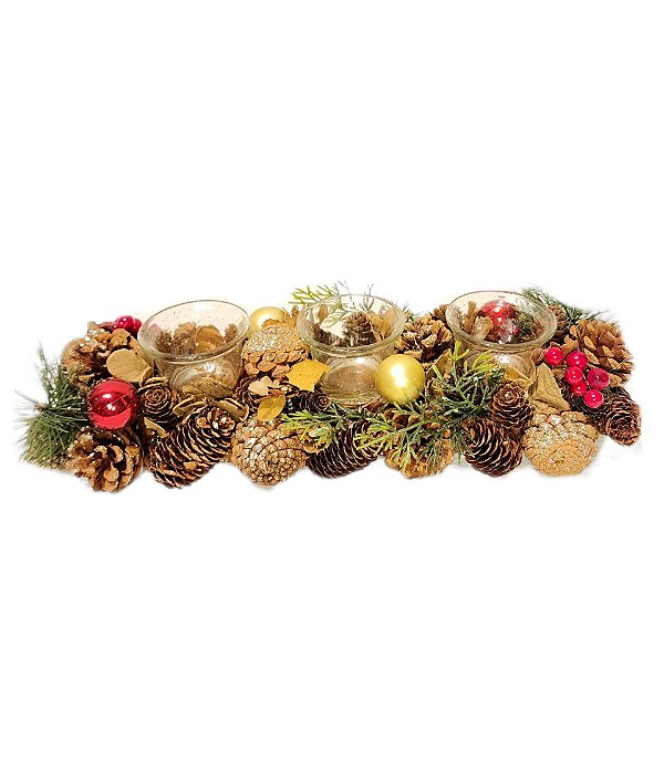 ARRANJO DE MESA COM SUPORTE DE VELAS 30CM