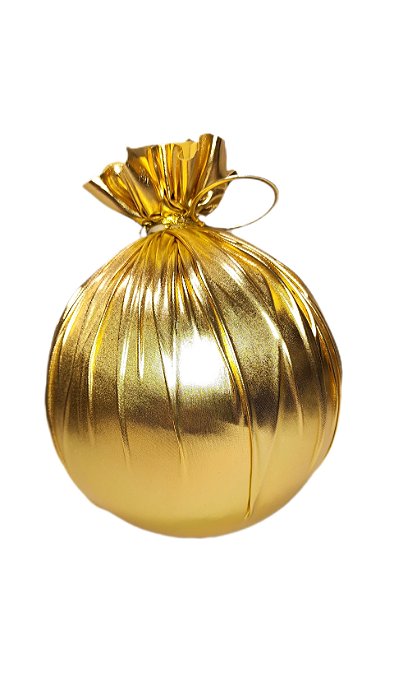 BOLA EM TECIDO METALIZADO OURO 15CM