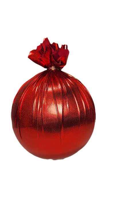 BOLA EM TECIDO METALIZADO VERMELHO 20CM