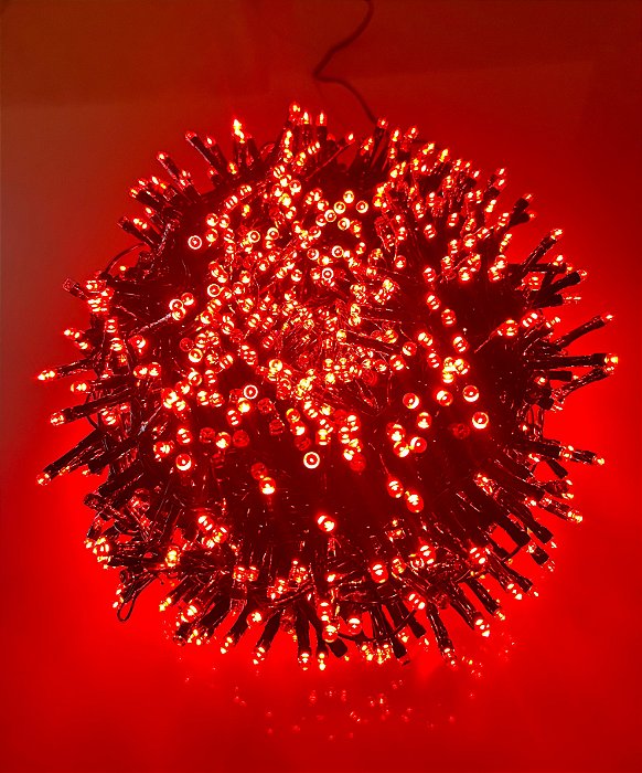 PISCA CORDAO LED VERMELHO STROBO 40M 1500 LEDS