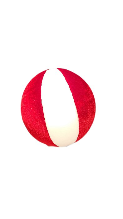 BOLA VERMELHA E BRANCA VELUDO 10CM