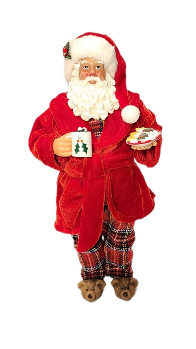 PAPAI NOEL RESINA COM ROUPÃO E PANTUFAS 28CM