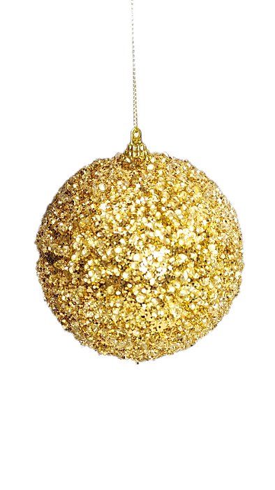BOLA DOURADA COM PEDRAS E GLITER  2 UNIDADES 15CM