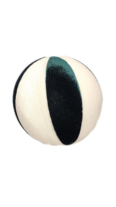 BOLA VERDE E BRANCA VELUDO 15CM
