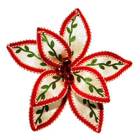FLOR NATALINA - 27CM - 8 PÉTALAS - VERMELHA E VERDE