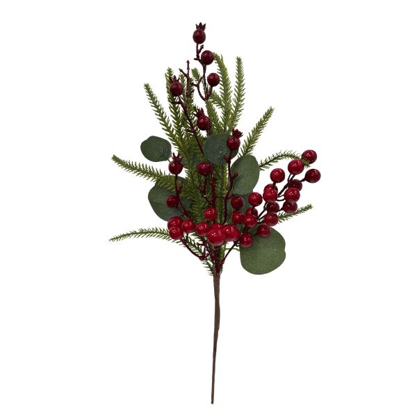 GALHO FRUTAS VERMELHAS COM FOLHAGENS 52CM
