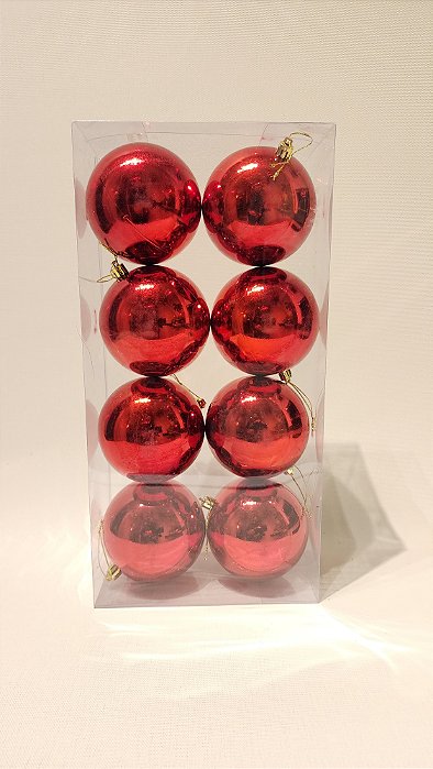 KIT 8 BOLAS VERMELHAS 10CM