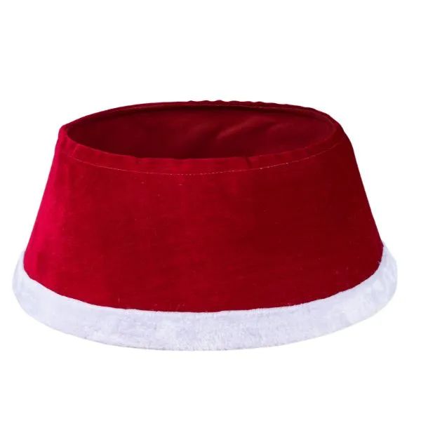 SAIA DE ÁRVORE VELUDO FORMADO CONE VERMELHA COM BORDA BRANCA 56X25CM