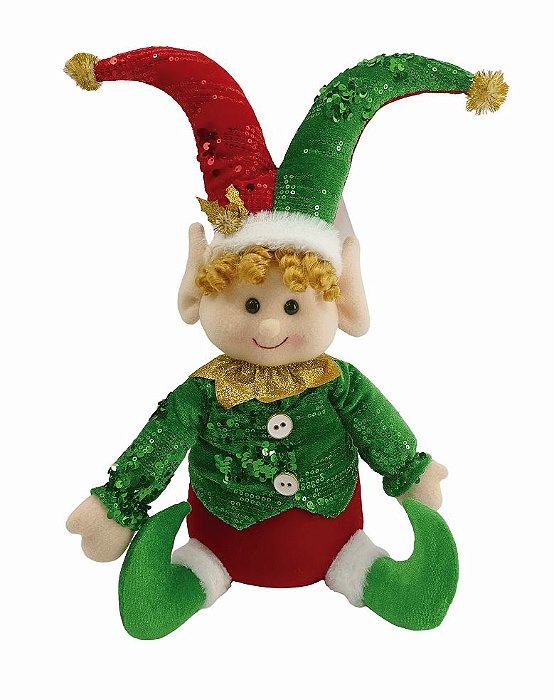 DUENDE NATALINO SENTADO MENINO 38CM