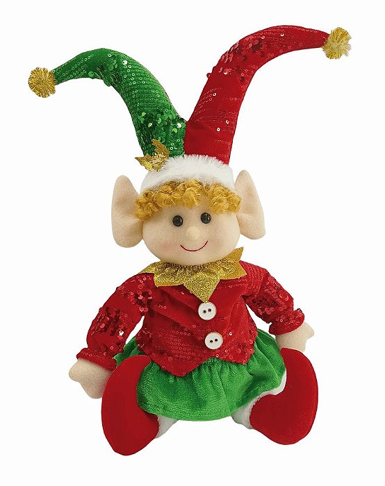 DUENDE NATALINO SENTADO MENINA 38CM