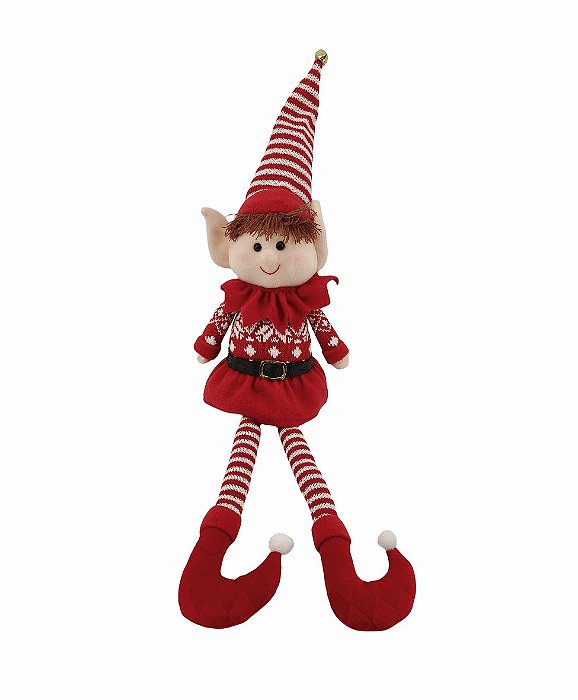 DUENDE SENTADO VERMELHO MENINA 60CM