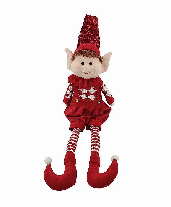 DUENDE SENTADO VERMELHO MENINO 60CM