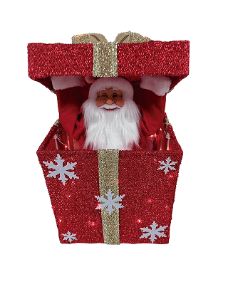 Caixa de Presente Papai Noel c/ Luz, Música e Movimento 50x25x25cm