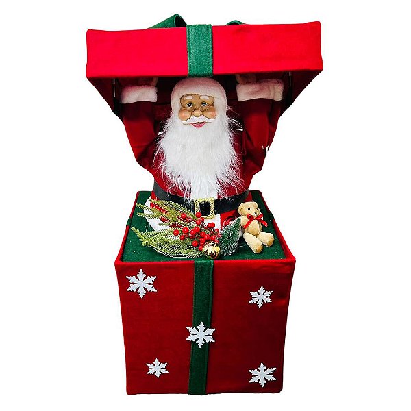 Caixa de Presente Papai Noel C/Luz e Musica 110cm