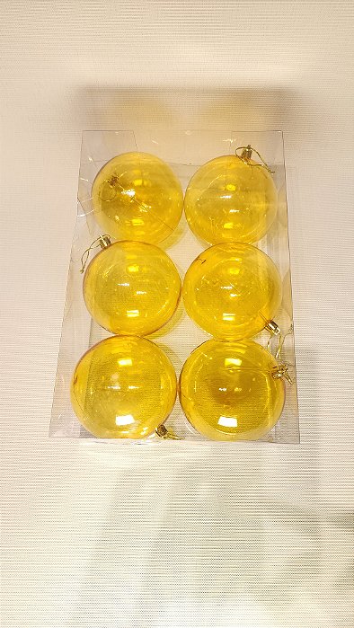 BOLAS TRANSPARENTES DIVERSAS CORES 6 UNIDADES 10CM