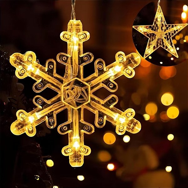 CASCATA NEVE 128 LEDs BRANCO QUENTE