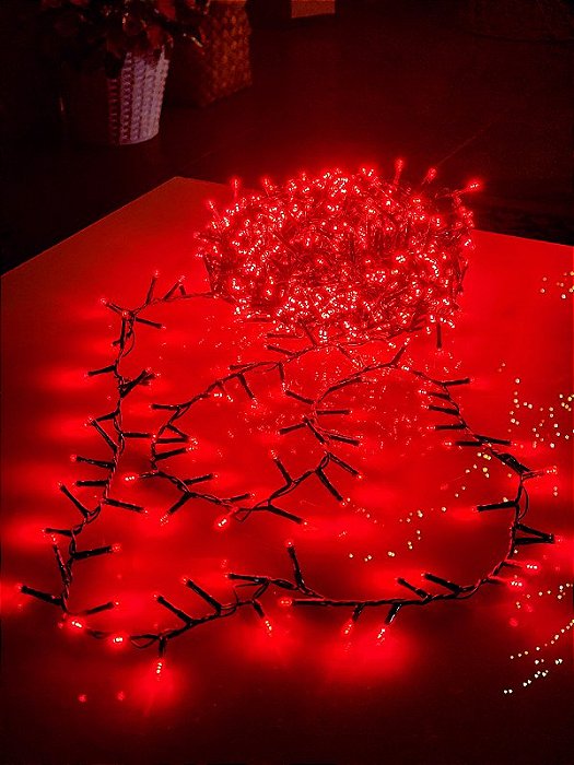 PISCA CORDAO LED VERMELHO STROBO 20M 900 LEDS