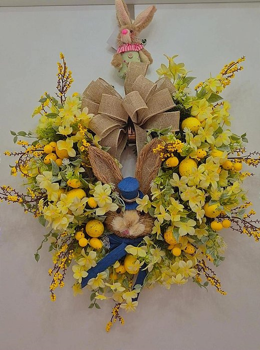 Guirlanda Páscoa cor Amarela com Ovinhos 50×50