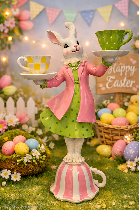 Coelho Decorativo em Resina Porta velas 40cm