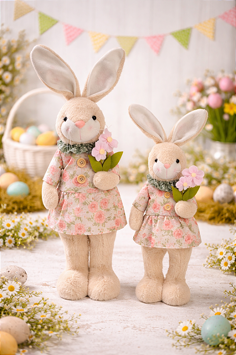 Pelucia Coelho de Páscoa com Flores