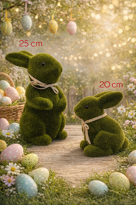 Coelho em pé com Grama para Decoração 25x15cm