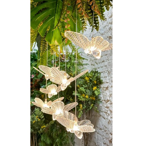 PENDENTE BORBOLETAS DE CRISTAL 10 CRISTAIS WARM 18CM BIVOLT