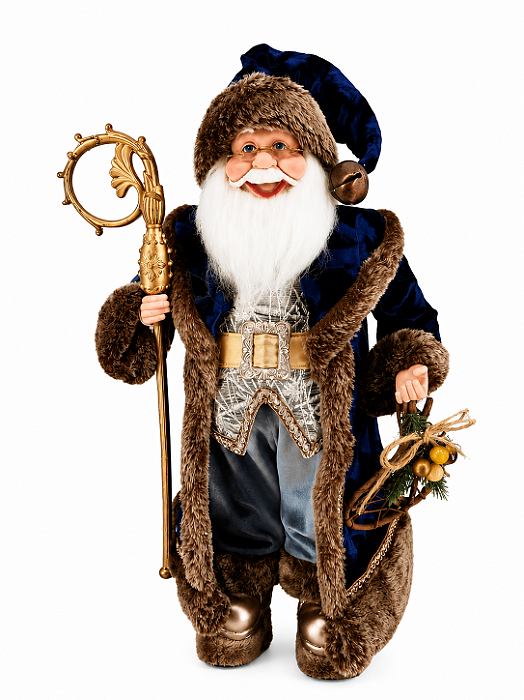 Papai Noel Luxo Azul 90cm