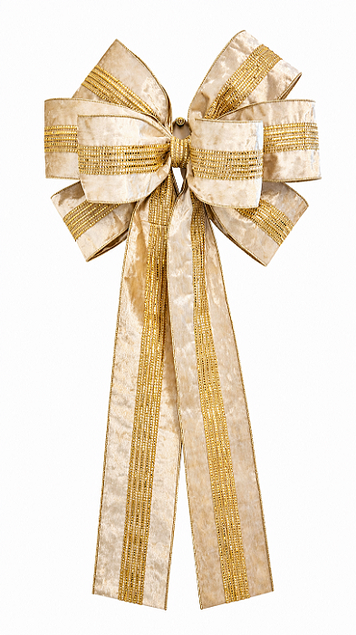 Laço de Fita Premium Creme e Dourado