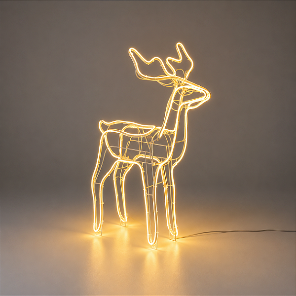 DECORAÇÃO RENA SEM MOVIMENTO - 60CM DE ALTURA - LUZ NEON - 110V - MACHO