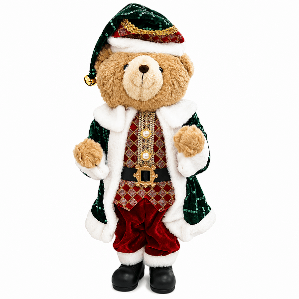 Urso com Roupa Natalina 26x13x50cm