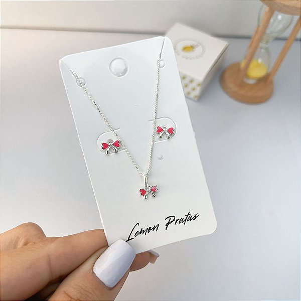 Conjunto Infantil Laço Rosa