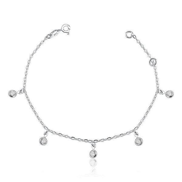 Tornozeleira com zircônias redondas